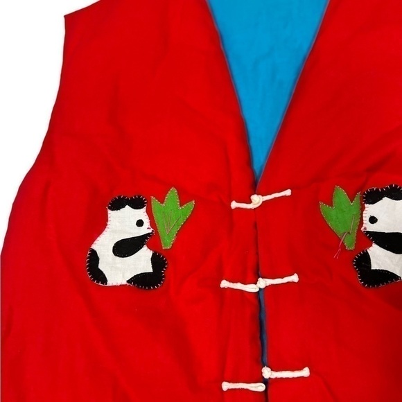 Vintage Chinese Quilted Applique Patchwork 3D Scorpion Frog Panda Vest - Picture 15 of 15